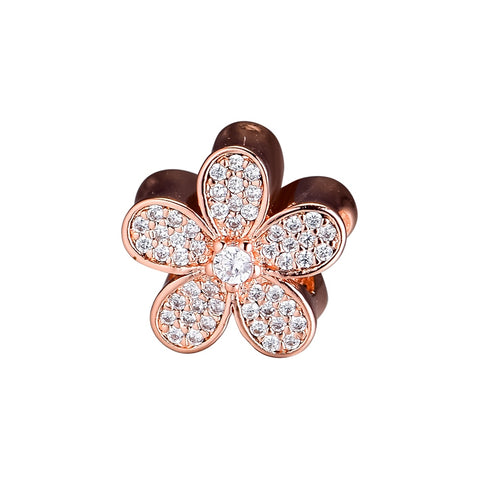 CKK Beads Charms Rose Gold Daisy Pave 925  Sterling Silver