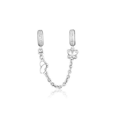 CKK  Butterflies Safety Chain Beads  925 Sterling Silver