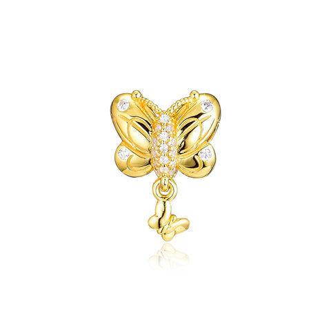CKK Golden Decorative Butterfly Beads 925 Sterling Silver