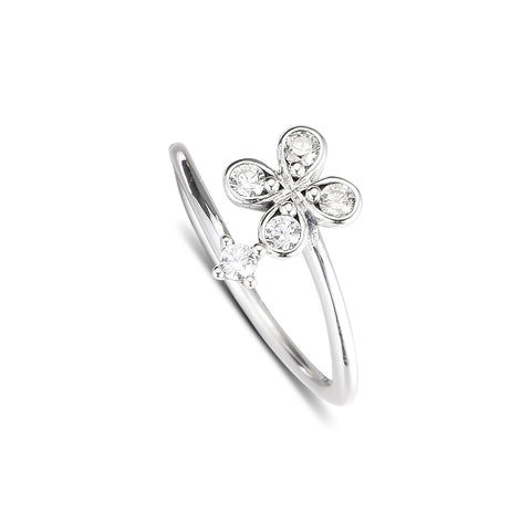 CKK Ring Four-Petal Flower Sterling Silver