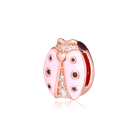 CKK Pink Ladybird Clip Beads 925 Sterling Silver Jewelry