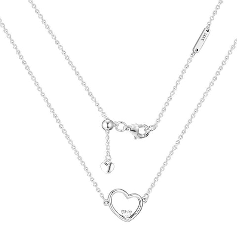 CKK  Asymmetric Heart of Love Necklace 925 Sterling Silver